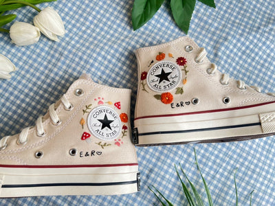 Bird and Flowers Converse Embroidery