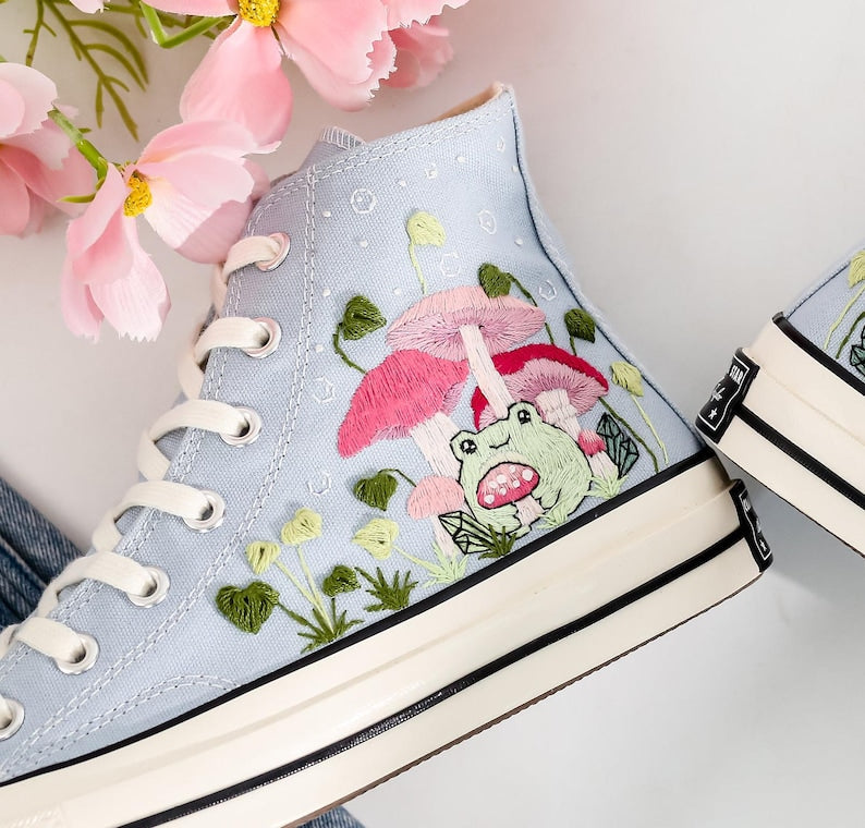 Mushroom Embroidered Converse Shoes