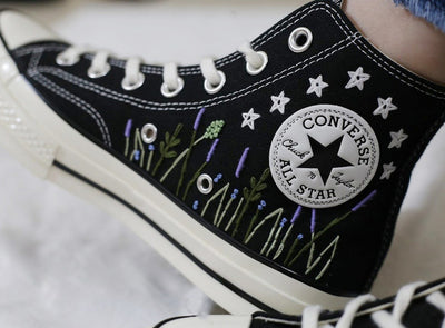 Lavender Night Converse Embroidery