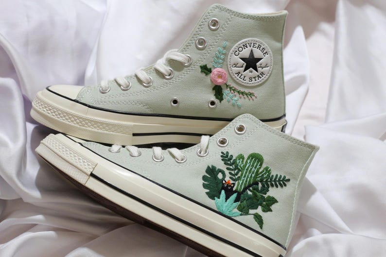 Cactus Garden Converse Embroidery
