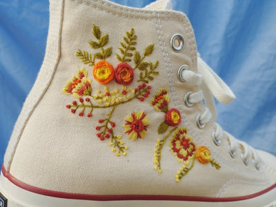 Yellow & Orange Wildflowers Converse Embroidery