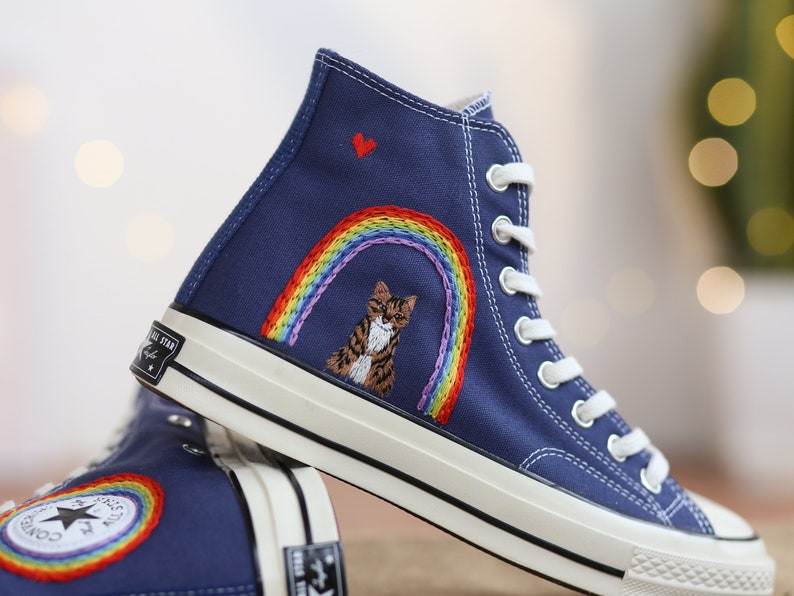Rainbow Cat Converse Embroidery
