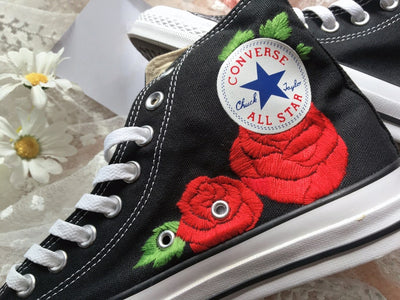 Red Rose Converse Embroidery