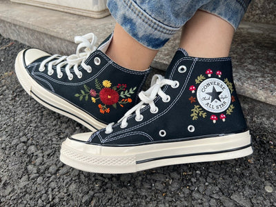 Red Daisy Converse Embroidery