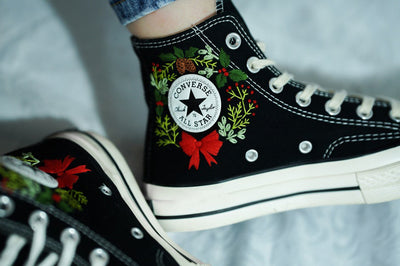 Christmas Wreath Candy Cane Converse Embroidery