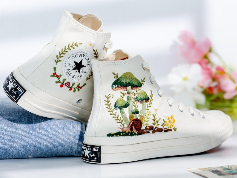 Mushrooms Embroidered Converse Shoes