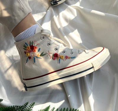 Pastel Rose Garden Converse Embroidery
