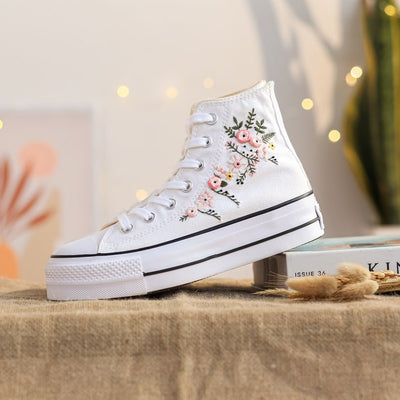 Pastel Pink Rose Bouquet Converse Embroidery