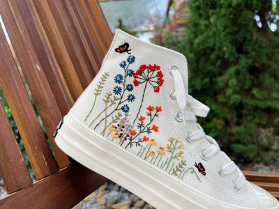 Butterflies and Wildflowers Converse Embroidery