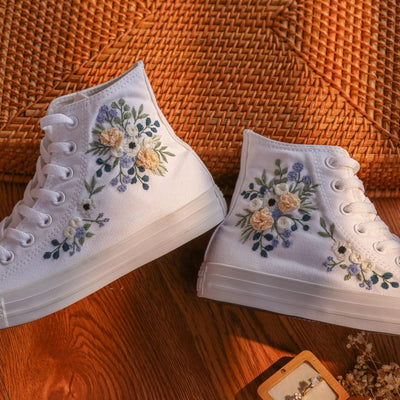 Blue Champagne Roses Wedding Converse Embroidery