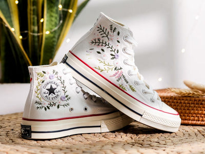 Lavender Wreath Converse Embroidery
