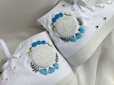 Blue Roses Wreath Converse Embroidery