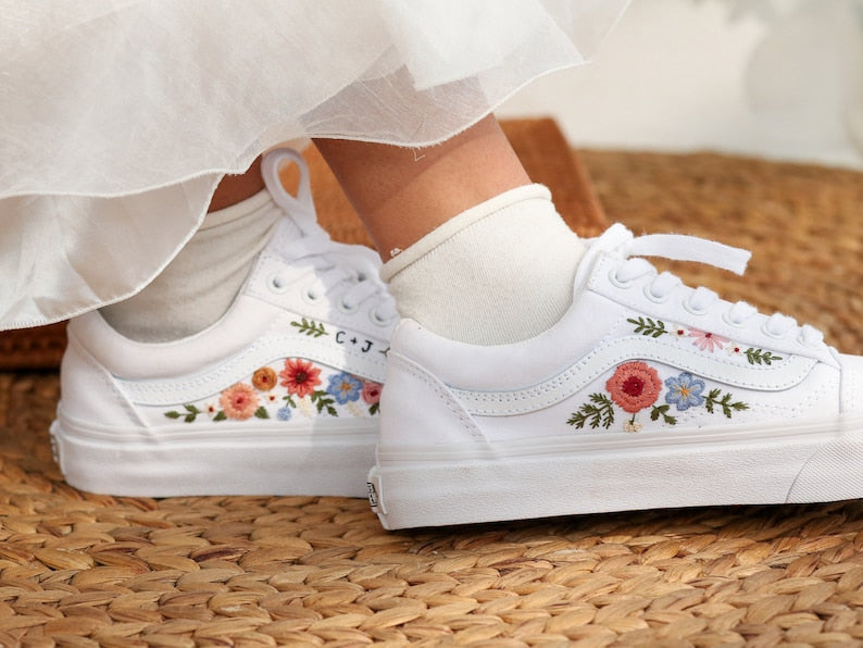 Bridal Flower Embroidered Shoes