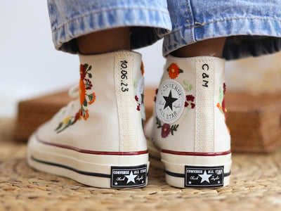 Autumn Chrysanthemum Bouquet Converse Embroidery