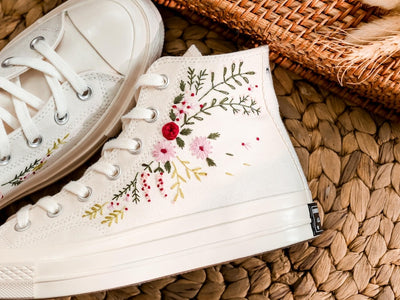 Rose Wreath Wedding Converse Embroidery