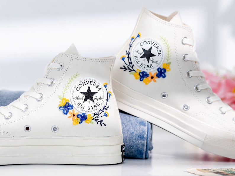 Wildflowers Embroidered Converse Shoes