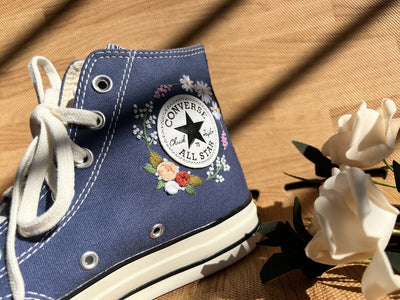 Lavender Mushroom Garden Converse Embroidery