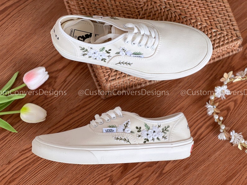 Embroidered Vans Wedding White Bouquets