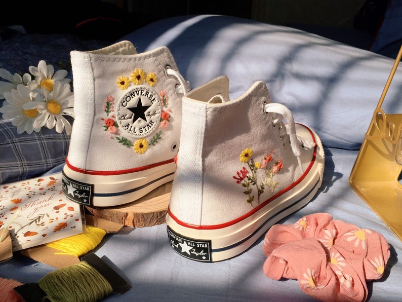 Daisy and Wildflowers Converse Embroidery
