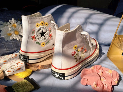 Daisy and Wildflowers Converse Embroidery