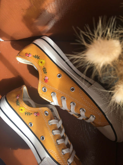 Mustard Wildflower Converse Embroidery