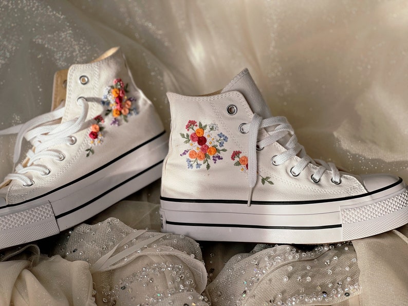 Rose Bouquet Converse Embroidery