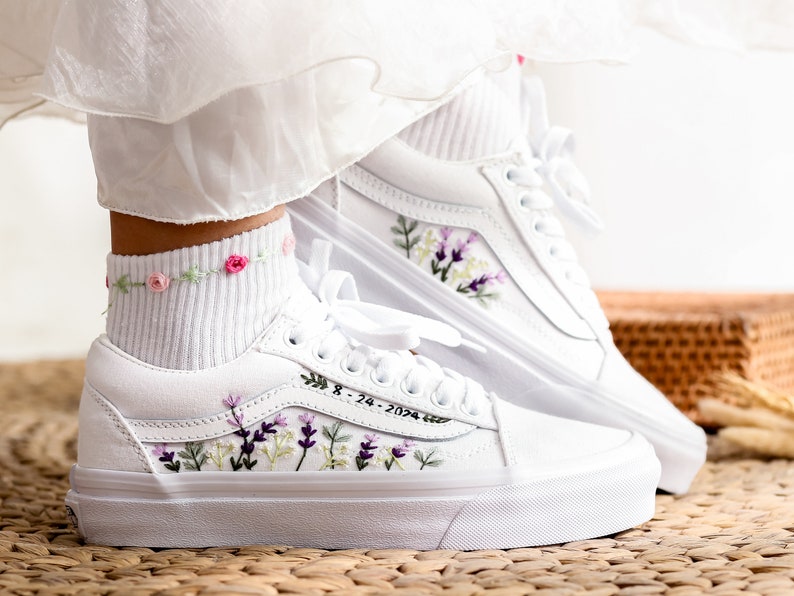 Lavender Wedding Converse Embroidery
