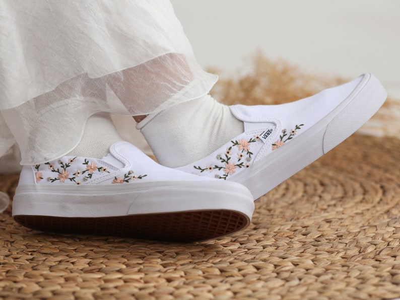 Peach Blossom Converse Embroidery