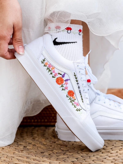 Orange Daisy Vine Converse Embroidery