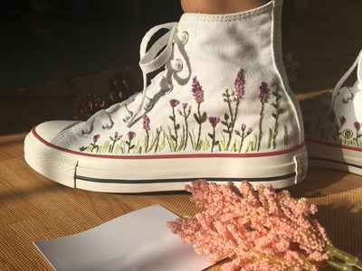 Lavender Field Converse Embroidery