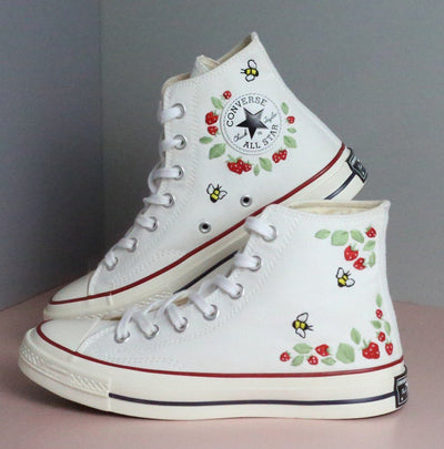 Strawberry Bees Converse Embroidery