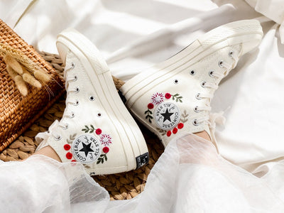 Red Roses Berry Bouquet Converse Embroidery
