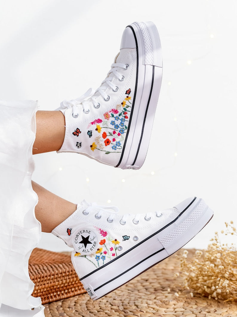 Butterfly Meadow Converse Embroidery