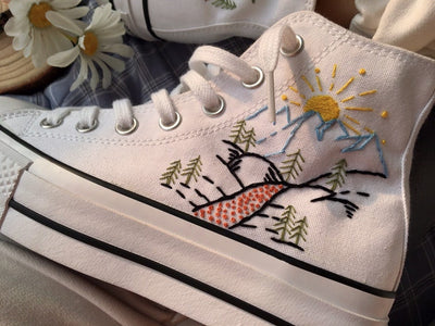 Mountain & Hiking Scene Converse Embroidery