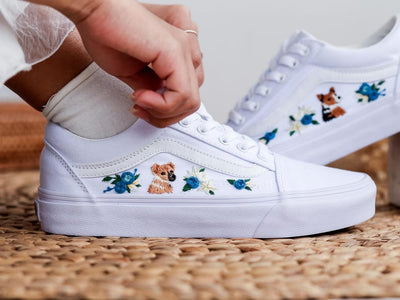 Blue Rose Fox Converse Embroidery