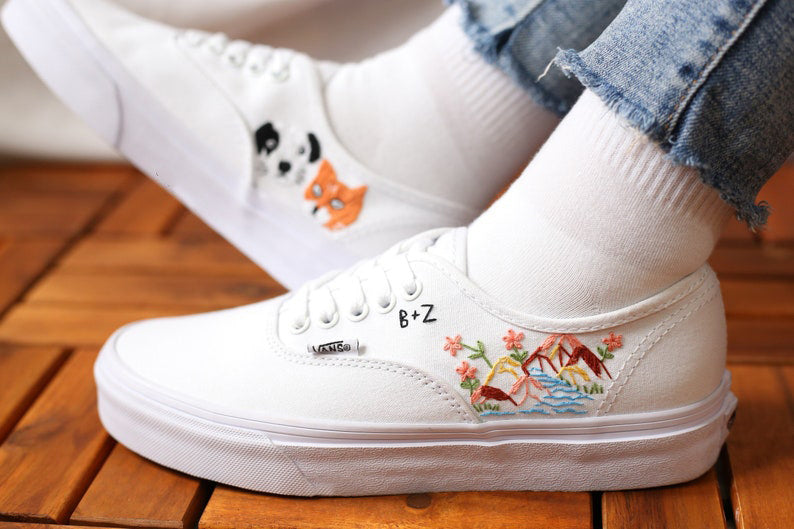 Mountain & Puppy Converse Embroidery