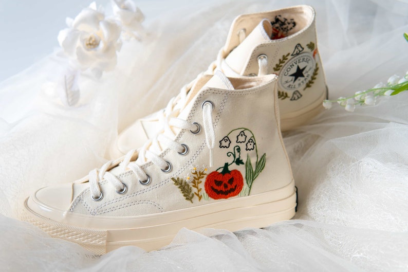 Converse High Tops Pumpkin Lantern Flower