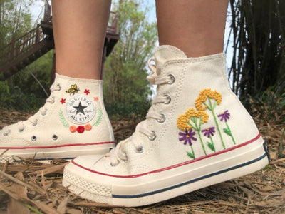 Wildflower Bee Converse Embroidery