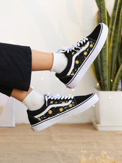 Yellow Daisy Converse Embroidery