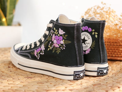 Purple Wildflower Converse Embroidery