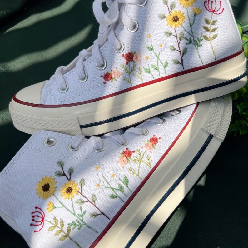 Sunflower & Wildflowers Converse Embroidery