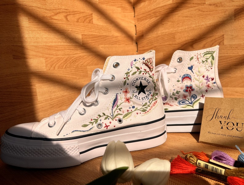 Sea Shells and Flowers Converse Embroidery