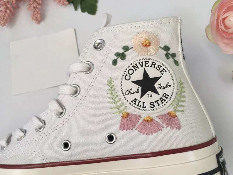 Cosmos Rose Wedding Converse Embroidery