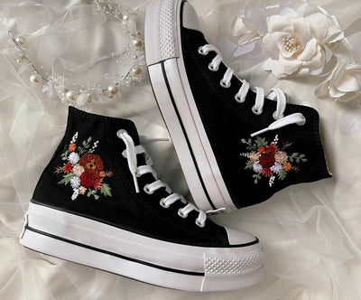 Dog & Floral Converse Embroidery