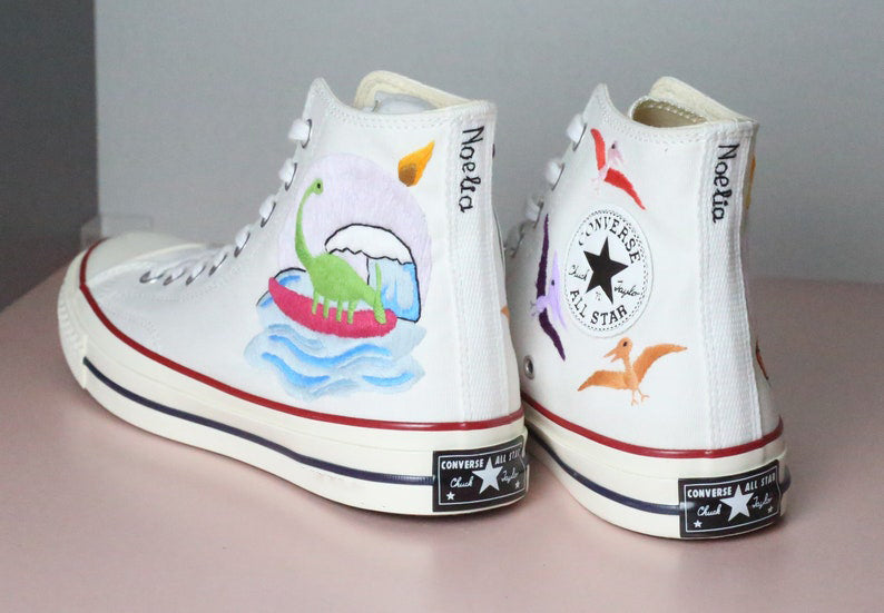 Dinosaur Boat Converse Embroidery