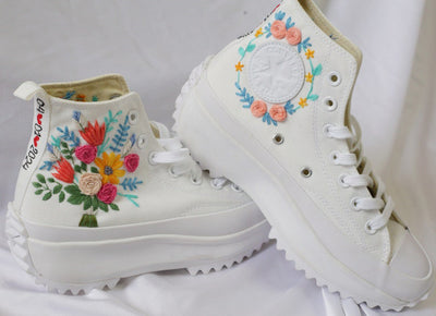 Rose Sunflower Bouquet Converse Embroidery