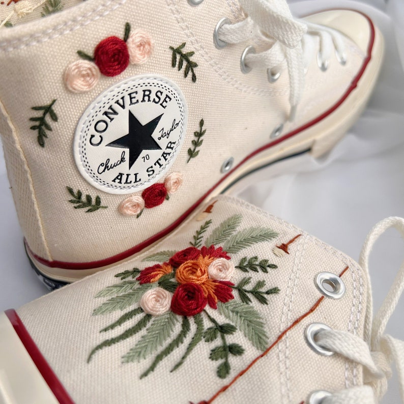 Autumn Rose Bouquet Converse Embroidery