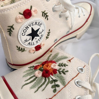 Autumn Rose Bouquet Converse Embroidery