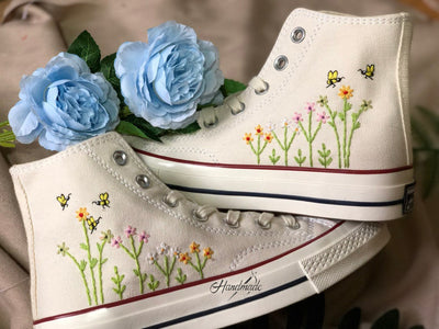 Butterfly Daisy Wreath Converse Embroidery