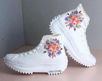 Converse Embroidered Flower Shoes